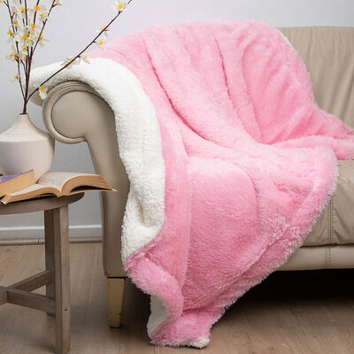 Manta Plush Sherpi Deluxe 127X152 Rosa