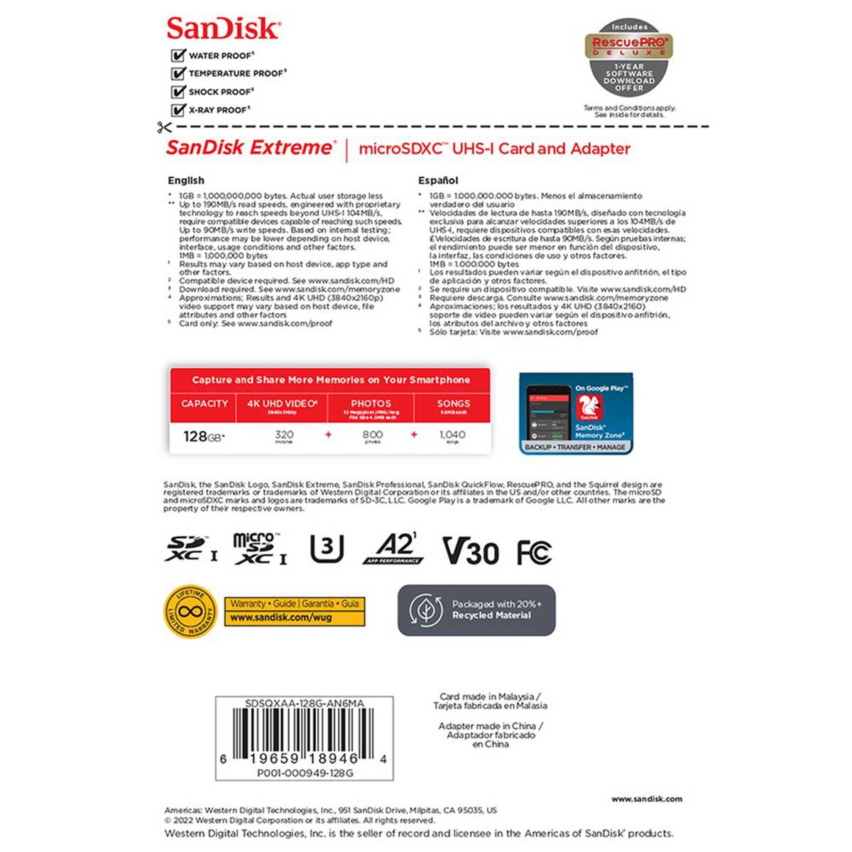 Memoria Sandisk SDSQXAA-128GB