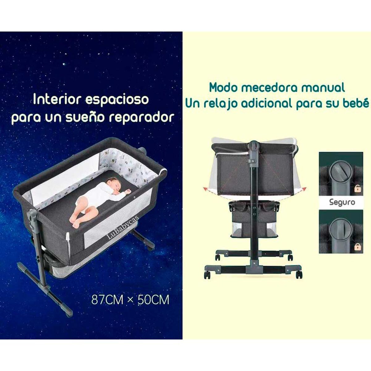 Cuna Colecho con Mudador y Accesorios Lubabycas Café