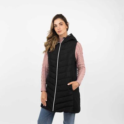 Parka Larga Sin Mangas Mujer Zibel Negro, Oliva, Rosado