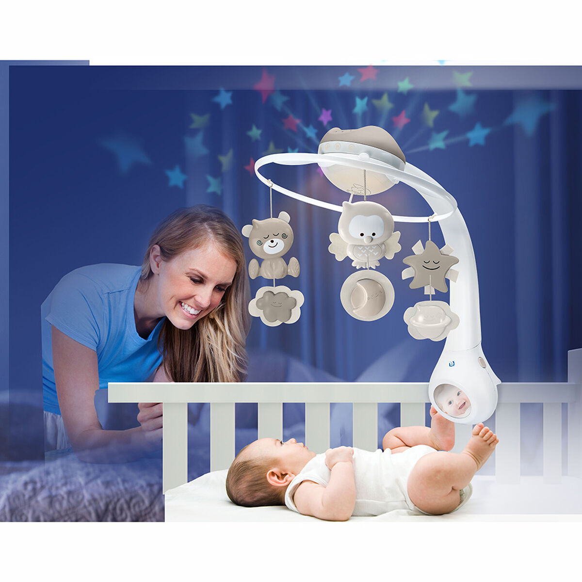 Movil Bebe Proyector Musical 3 en 1 Beige Infantino