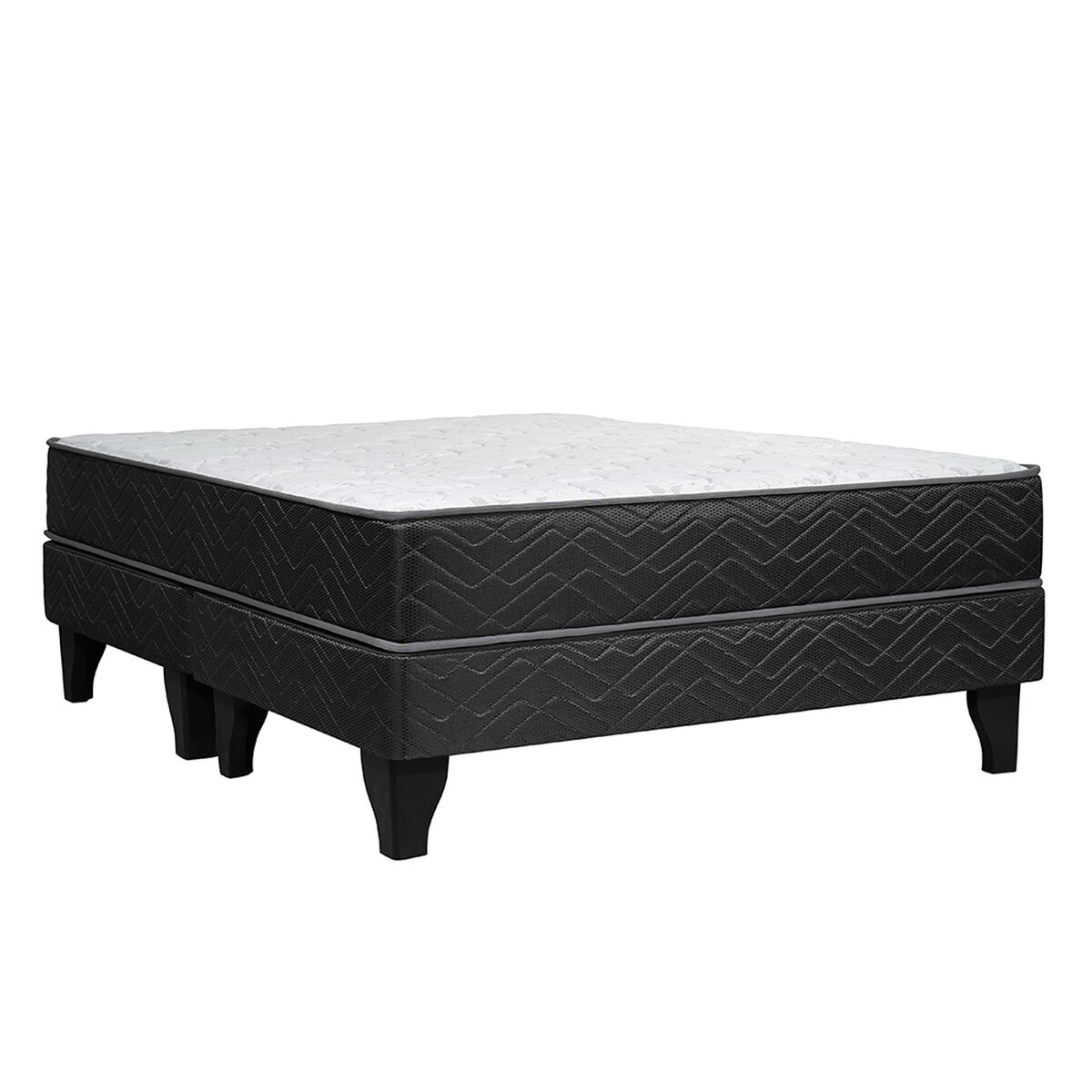 Cama Europea Celta Base Dividida 2 Plazas Active + Set Textiles + Almohadas