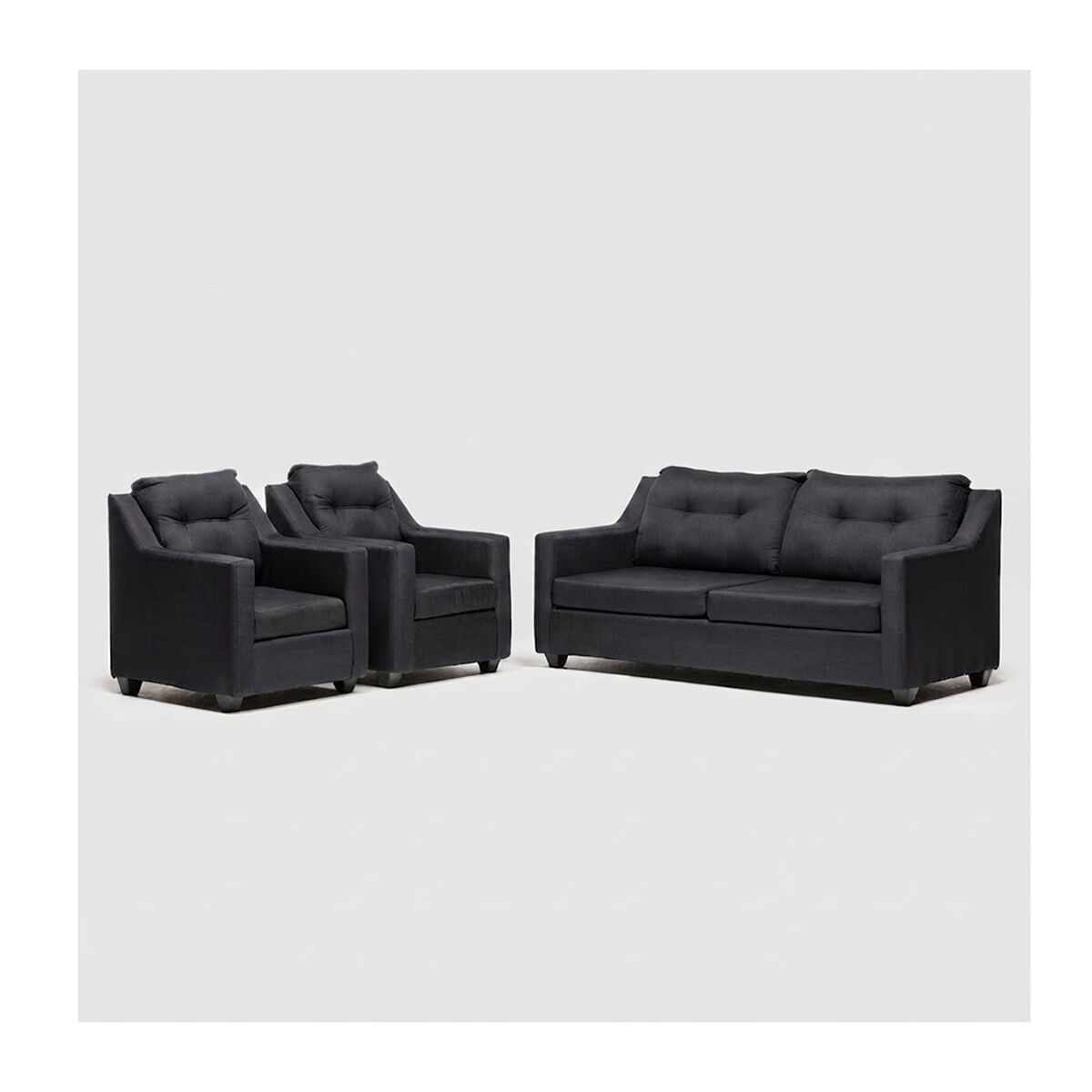 Juego de Living Almore Noruega Sof&aacute; 3 Cuerpos + Dos Sillones 1 Cuerpo Negro