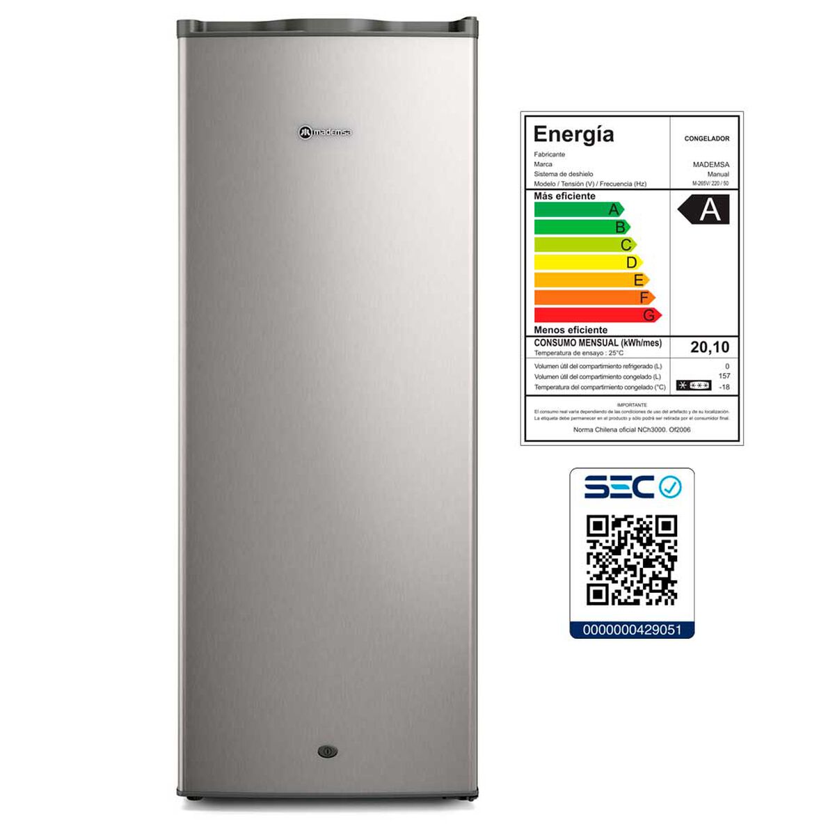 Freezer Vertical Mademsa M-265V 157 lts