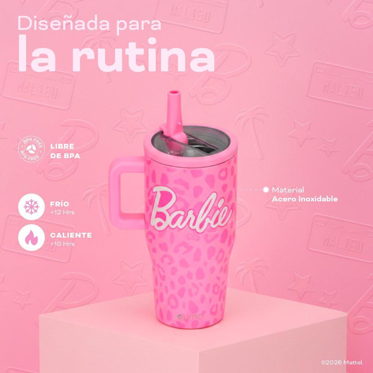 Vaso T&eacute;rmico UMA Barbie Print 590ml Acero Inox Rosa