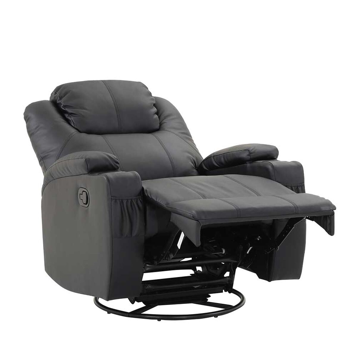 Bergere Multifunción Mecedora Giratorio con Masaje Zoy Home Lhasa PU Negro