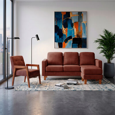 LATAM HOME Seccional Intercambiable Latam Home Venecia 3 Cuerpos Chocolate + Sitial Munich Tela Chocolate