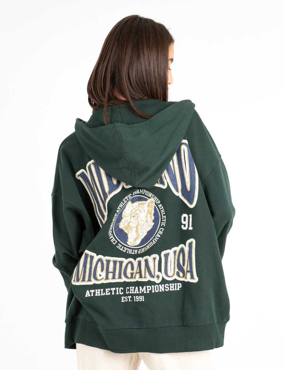 Polerón Estampado En Espalda Oversized Mujer Icono
