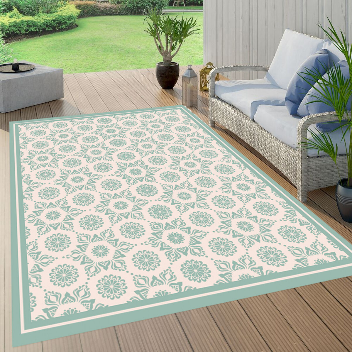 Alfombra Davanti Flor Hindu Turquesa 140 x180 Flor Hindu Turquesa
