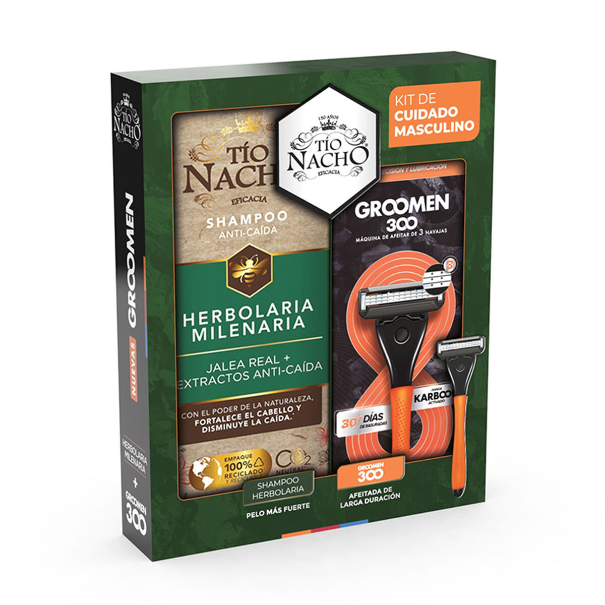 Pack Tío Nacho 1 Shampoo Herbolaria 415 ml + Groomen 300