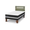 Cama Europea CIC 1,5 Plazas Ortopedic + Respaldo Munich Olivo