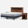 Cama Europea Rosen Base Dividida 2 Plazas Indie + Respaldo + 2 Veladores Ferrera