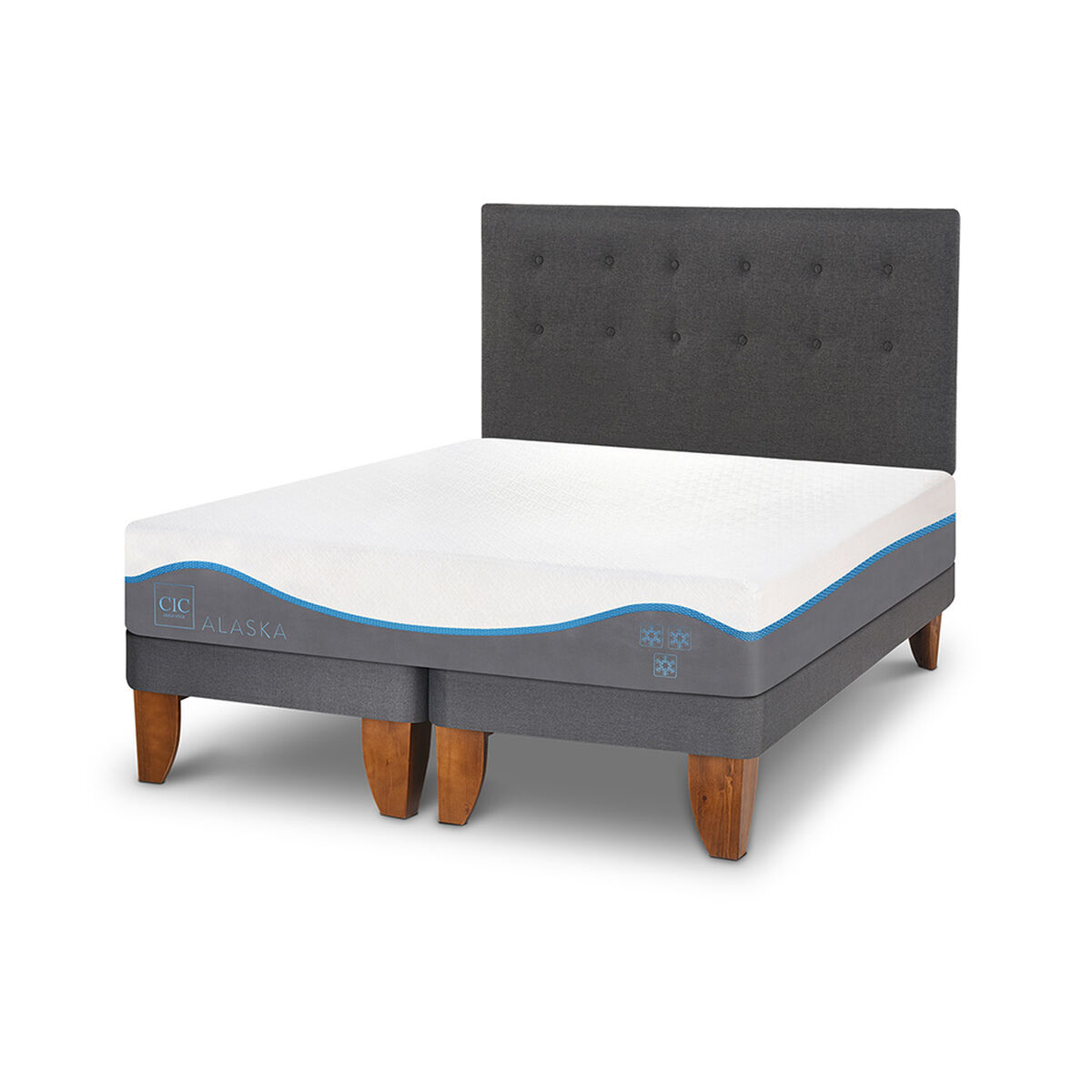Cama Europea CIC Base Dividida 2 Plazas Alaska + Respaldo