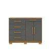 C&oacute;moda Vekkahome Americana 5 Cajones 2 Puertas Gris