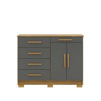 Cómoda Vekkahome Americana 5 Cajones 2 Puertas Gris