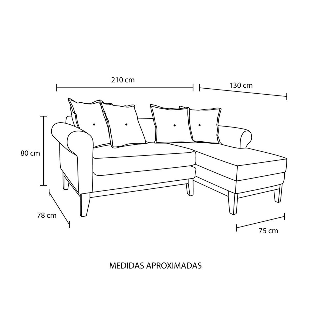 Seccional Derecho Living Factory Oklahoma 4 Cuerpos Gris