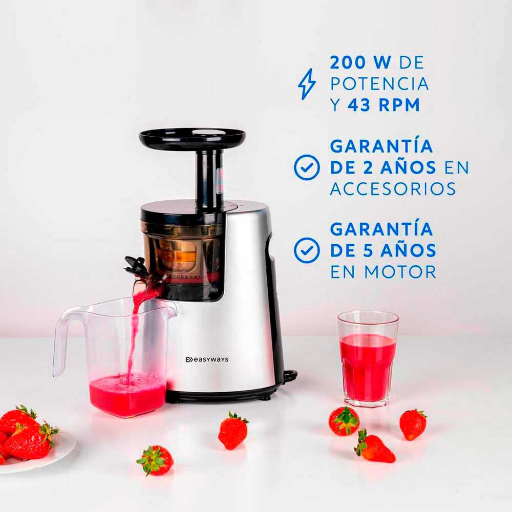 EasyWays Prensadora de Jugo Slow Juicer Pro Acero y Negro, foto 3