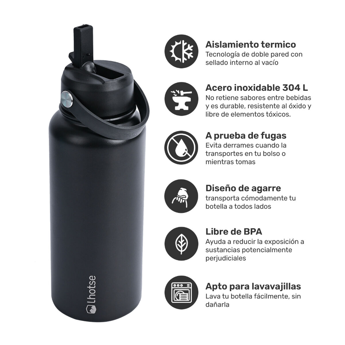 Pack Lhotse Madre e hijo Negro 960 ml