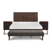 Cama Europea CIC Curve King Balance + Respaldo Baker + 2 Veladores Niger