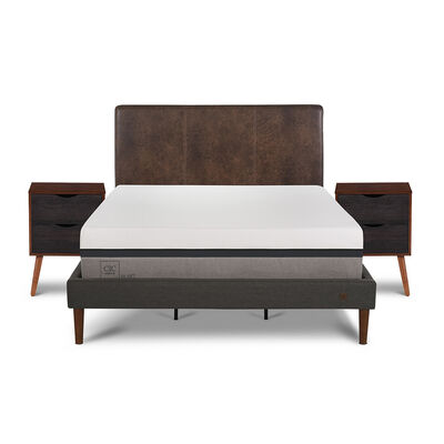 Imagen 1 del producto Cama Europea CIC Curve King Balance + Respaldo Baker + 2 Veladores Niger