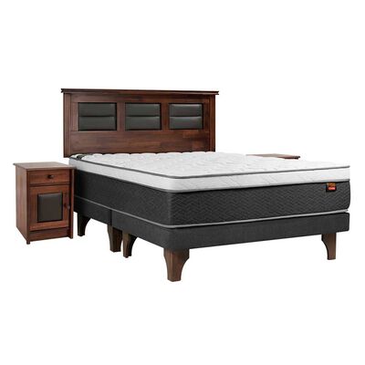 Cama Europea Celta Base Dividida King Everest Cobre + Respaldo + 2 Veladores Villarreal