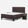 Cama Europea Rosen 2 Plazas Ergo T + Respaldo Caf&eacute; + 2 Veladores Grafito