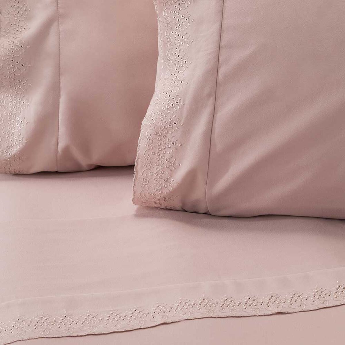 Juego de Sábanas Broderie Dreams 2 Plazas Liso Rosa