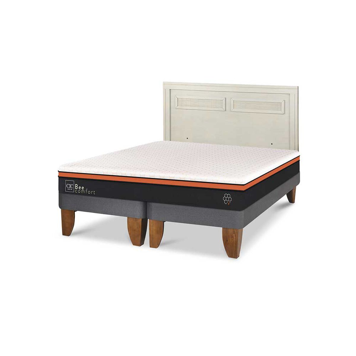 Cama Europea CIC Base Dividida King Beecomfort + Respaldo Milan Alpino