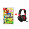 Combo Juego Nintendo Switch Mario Bros Deluxe + Audífonos Gamer Turtle Beach Recon 70 Rojo