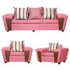 Juego de Living Ruzam Mobel Creta Sofá 3 Cuerpos + Dos Sillones 1 Cuerpo Lino Palo Rosa