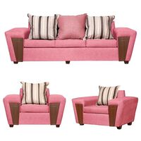 Juego de Living Ruzam Mobel Creta Sofá 3 Cuerpos + Dos Sillones 1 Cuerpo Lino Palo Rosa