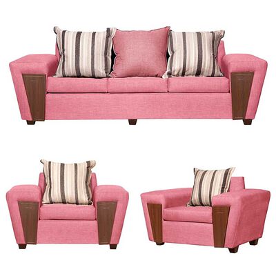 Imagen 1 del producto Juego de Living Ruzam Mobel Creta Sofá 3 Cuerpos + Dos Sillones 1 Cuerpo Lino Palo Rosa