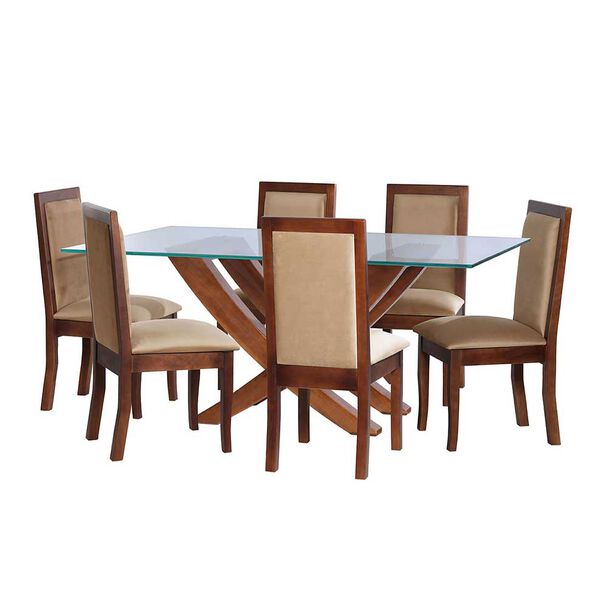 Juego de Comedor Latam Home Alicante 6 Sillas Beige
