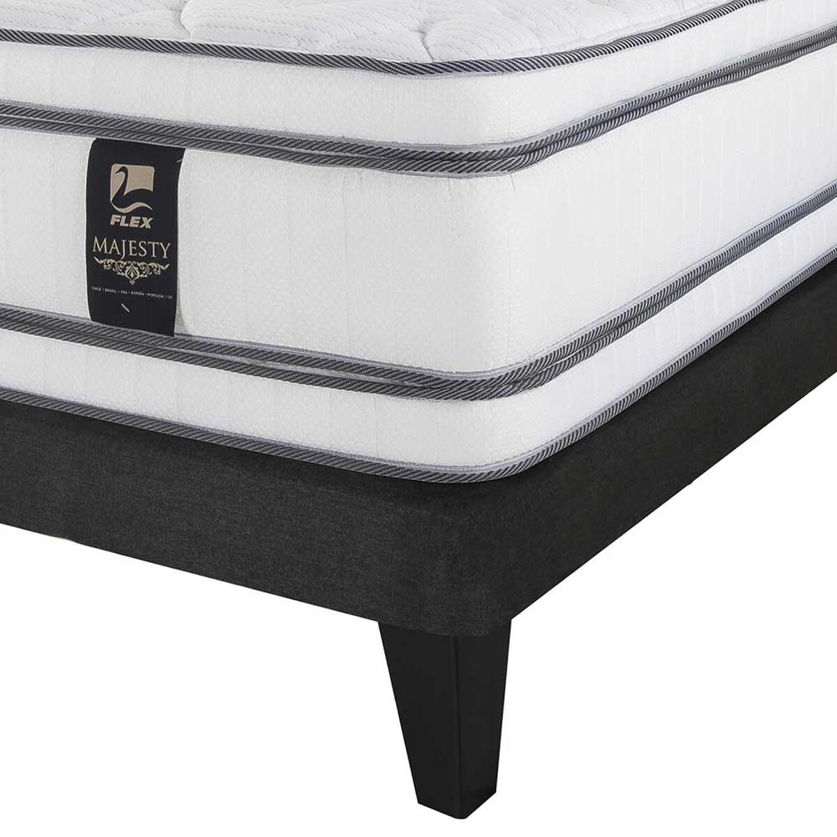Cama Europea Flex 1,5 Plazas Majesty + Respaldo Modern Grafito