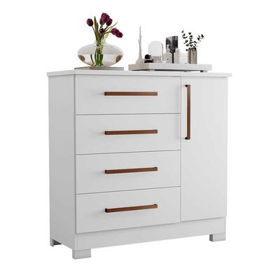 Cómoda Home Mobili Kira 4 Cajones 1 Puerta Blanco Rosa