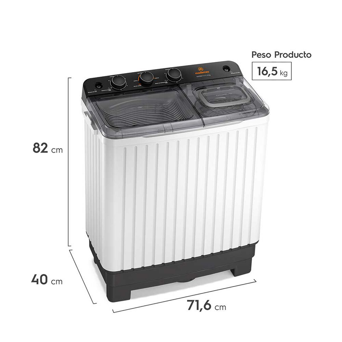 Lavadora Semi Autom&aacute;tica Mademsa MWMSAT6W 6 kg