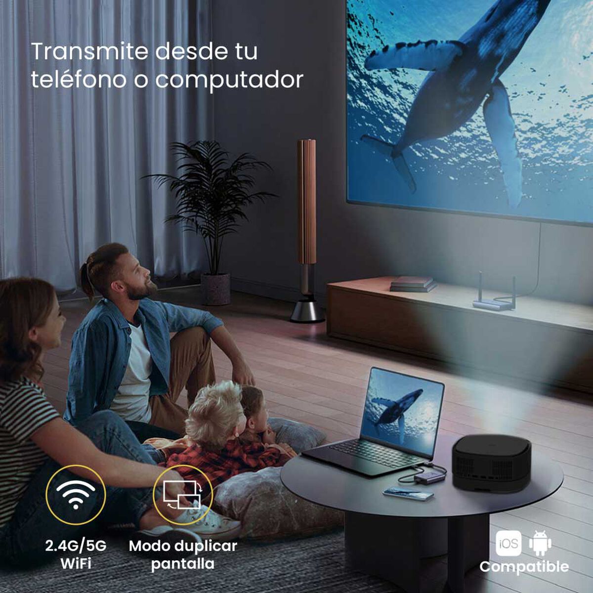 Kit Levo Proyector Smart Lumix + Telón Mural 60"