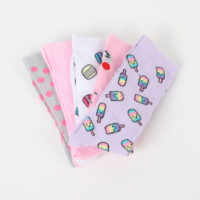 Imagen 1 del producto Pack 5 Unidades Calcetin Niña Largo de Algodón Mila Fucsia