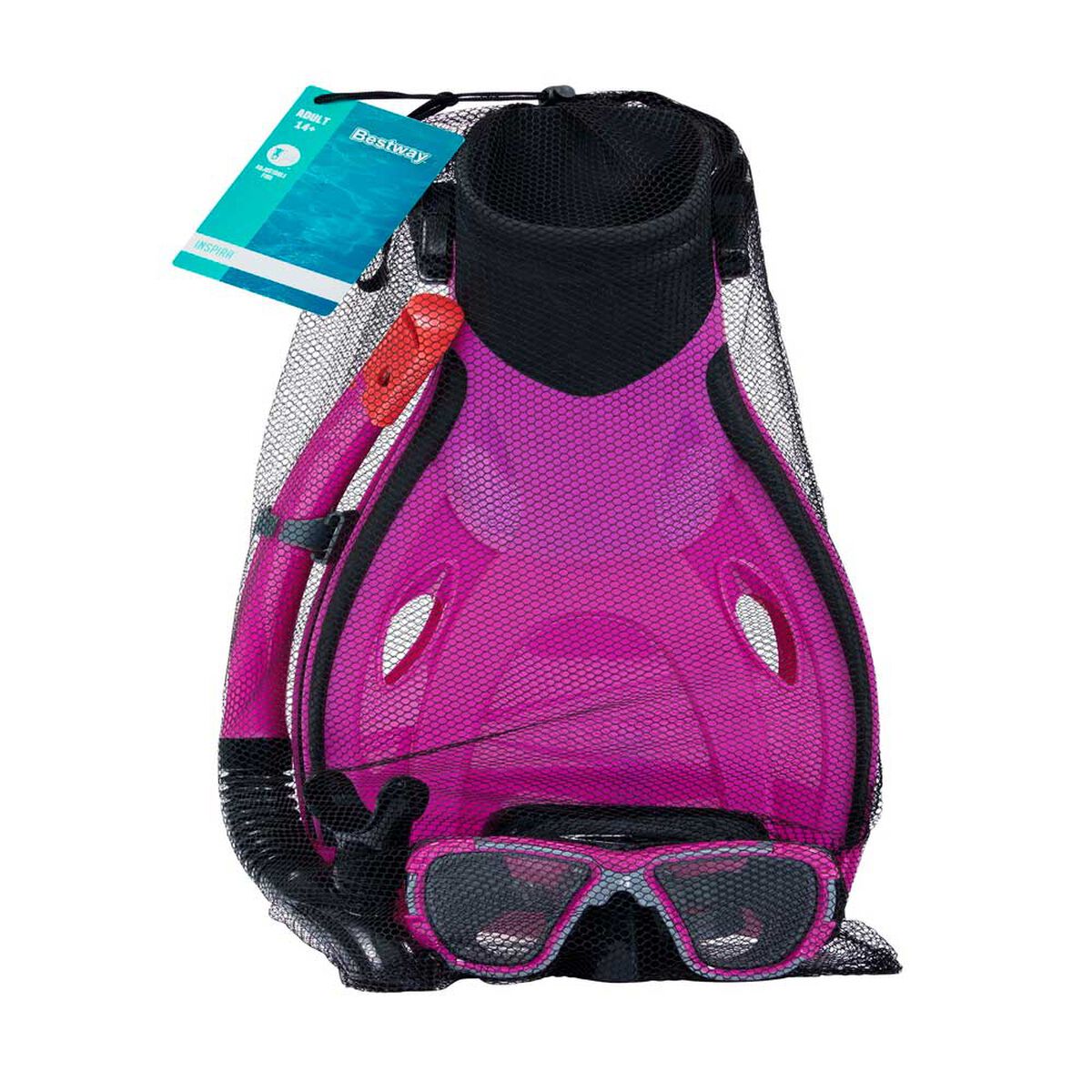 Set Mascara Fucsia, Snorkel y Aletas Bestway 43-48