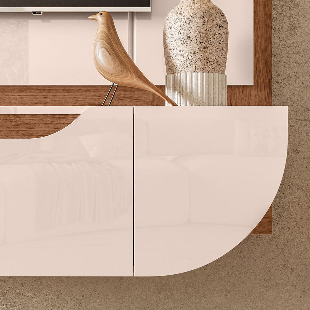 Panel TV Vekkahome Onare Hasta 70" con Luz Beige Caf&eacute;