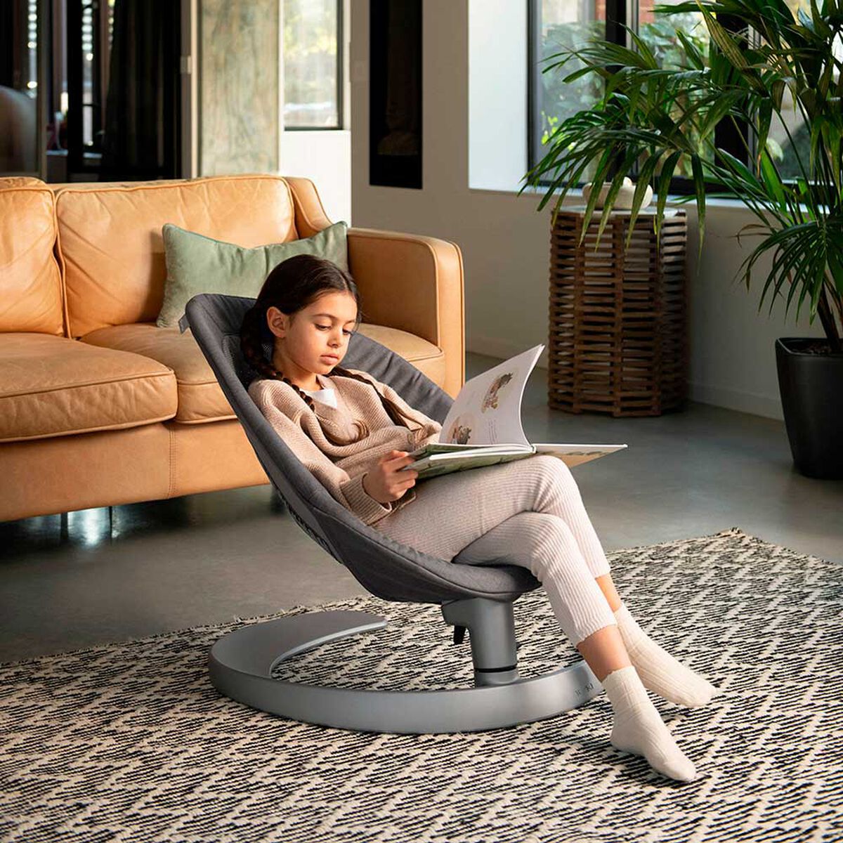 Silla Nido Bouncer Leaf Grow Quartz Gris Nuna
