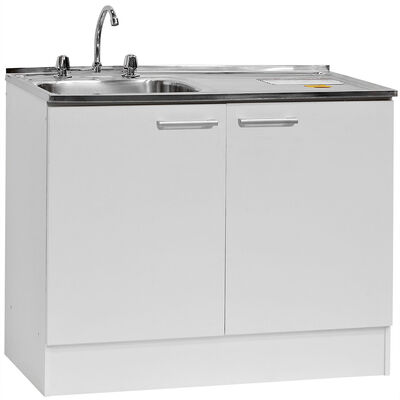 Imagen 1 del producto Kit Mueble de Lavaplatos + Lavaplatos Mobikit Blanco 2 Puertas