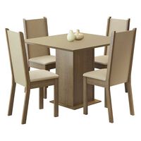 Juego de Comedor Vekkahome Lillo Leone 4 Sillas Beige