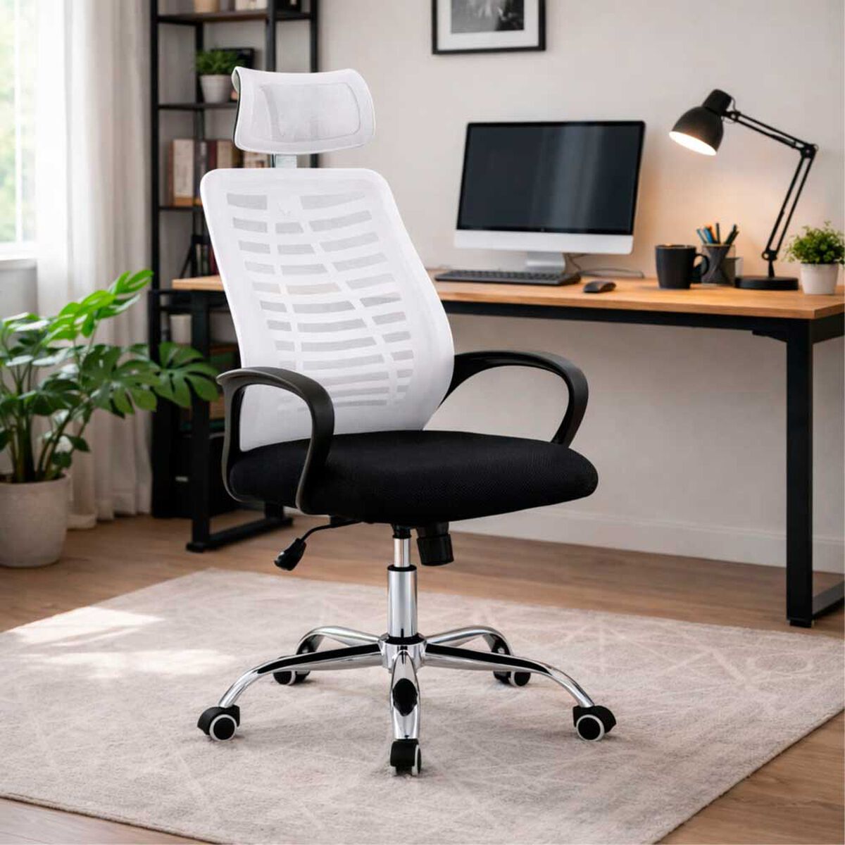 Silla de Escritorio Arthome Madrid Negra Blanca
