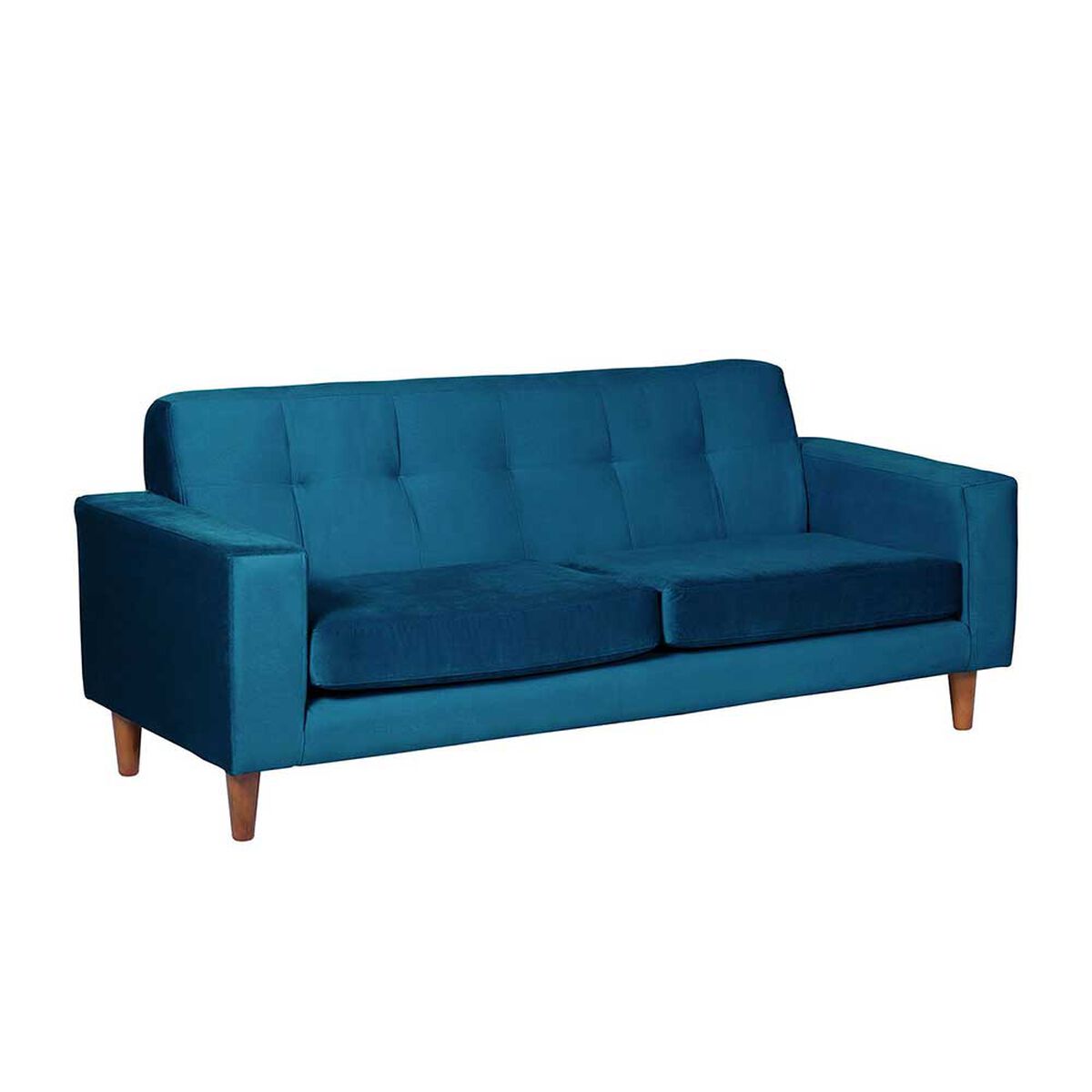 Sofá Latam Home Salermo Tela Velvet 3 Cuerpos Azul Petroleo
