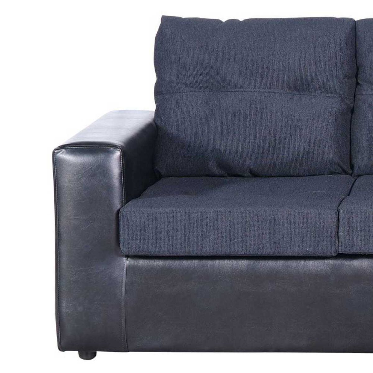 Sofá Seccional Modular Kea Liverpool 5 Cuerpos PU Tela Negro Gris