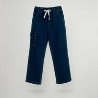 Jeans de Algodón Niño Chess Denim, Negro, Oliva