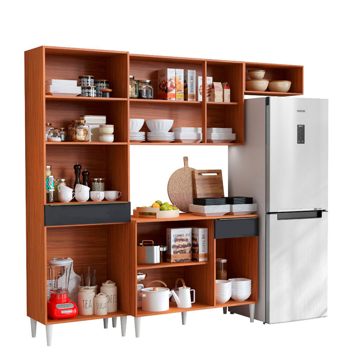 Kit de Cocina Onessta Prime 2 Cajones 11 Puertas Cinamomo Grafito