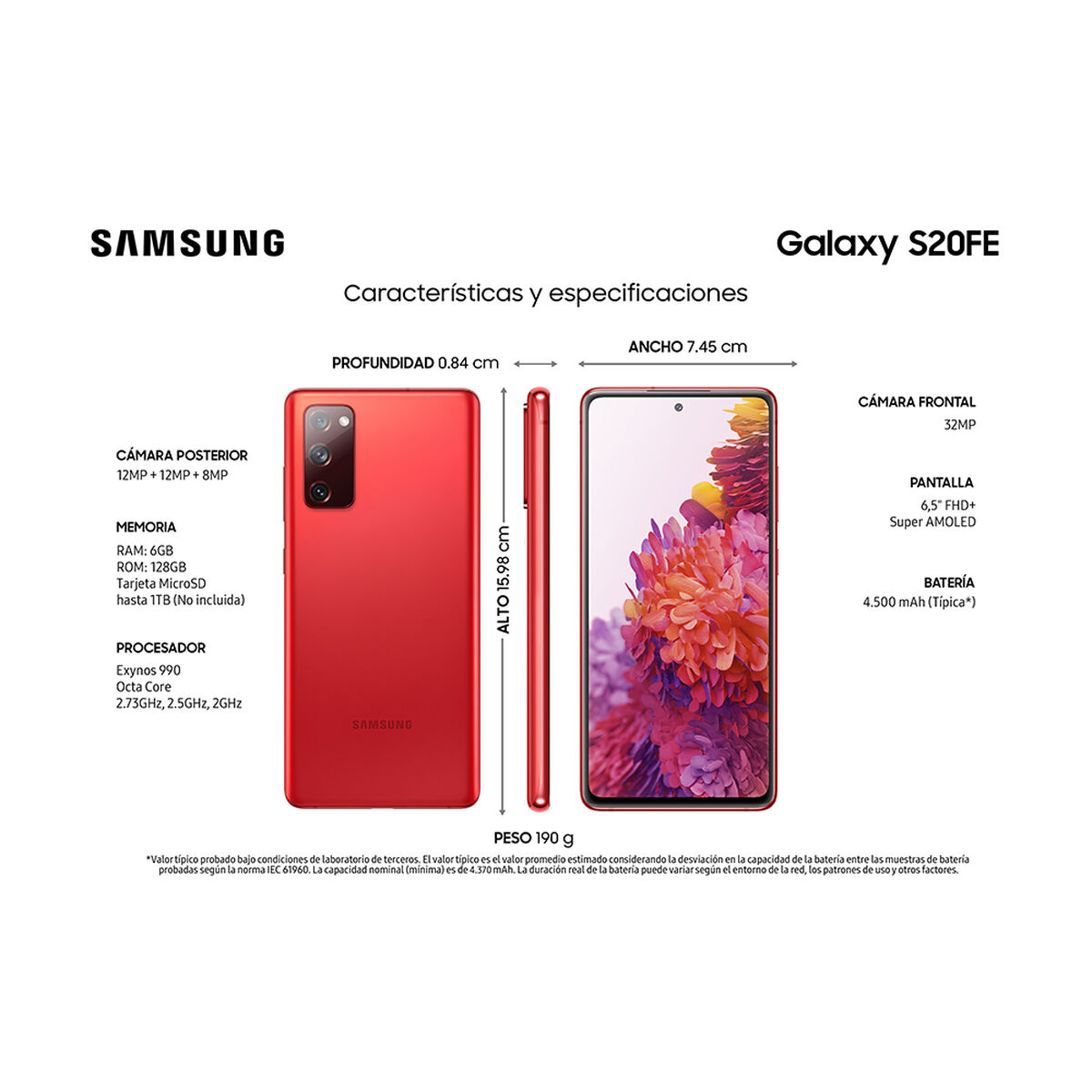 Celular Samsung Galaxy S20 FE 128GB 6,5" Cloud Red Liberado