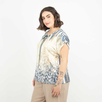 Polera Estampada Manga Corta Mujer Extralindas Azul